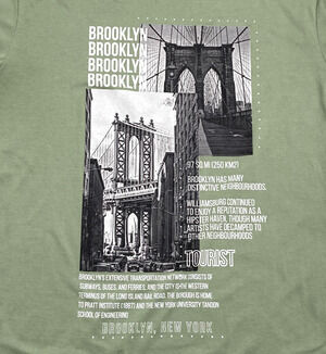 Brooklyn New York Graphic T Shirt Sage Green Tourist NYC Good Karma Tee Preowned